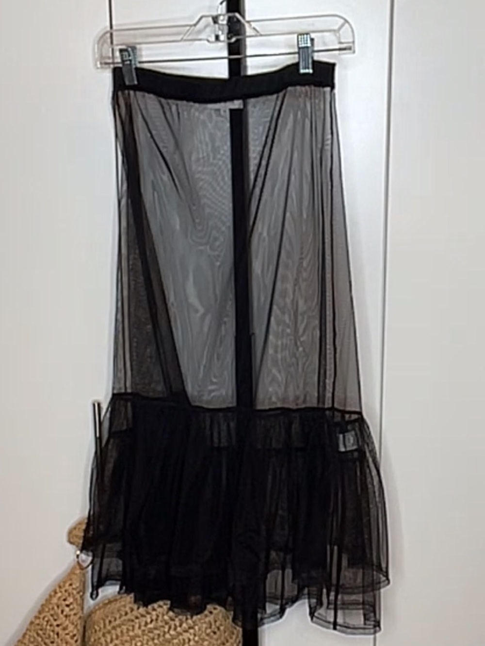 Goldie Black Sheer Tulle Ruffle Hem Skirt